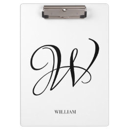 Initial Personalisiert elegant Weißes Monogramm Klemmbrett