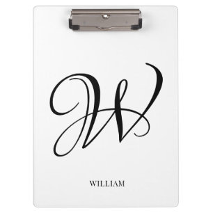 Initial Personalisiert elegant Weißes Monogramm Klemmbrett