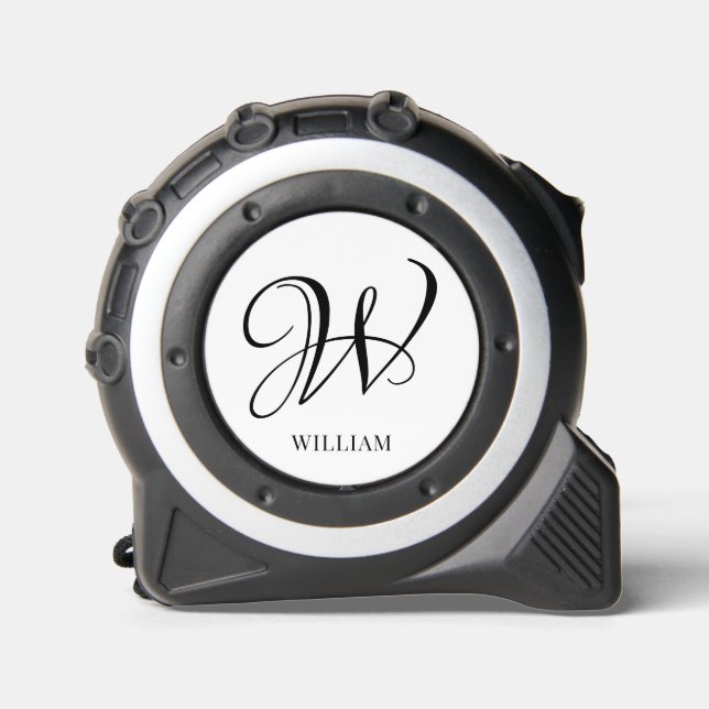 Initial Personalisiert elegant Weißes Monogramm Maßband (Vorderseite)