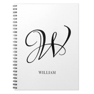 Initial Personalisiert elegant Weißes Monogramm Notizblock