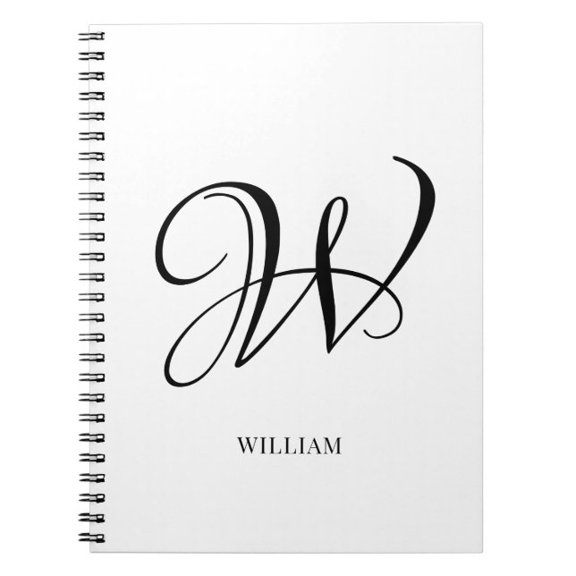 Initial Personalisiert elegant Weißes Monogramm Notizblock (Vorderseite)