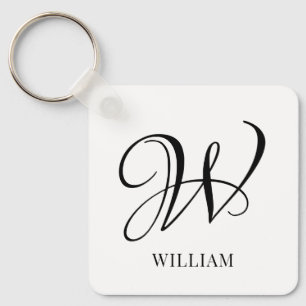 Initial Personalisiert elegant Weißes Monogramm Schlüsselanhänger
