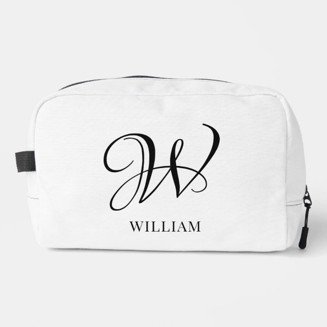 Initial Personalisiert elegant Weißes Monogramm Waschbeutel (Vorderseite)