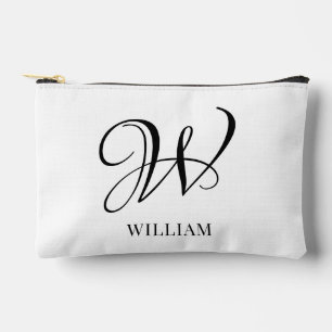 Initial Personalisiert elegant Weißes Monogramm Zubehörtasche