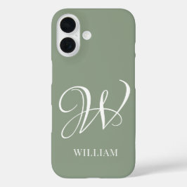 Initial Personalisierte Elegant Sage Green Monogra iPhone 16 Hülle