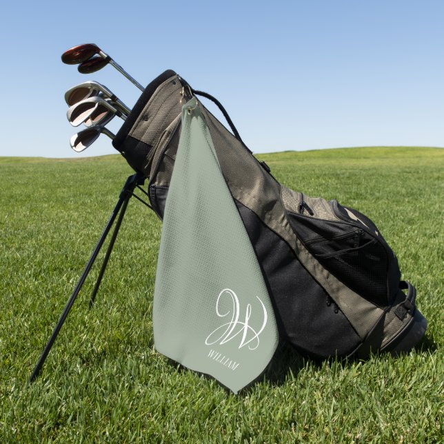 Initial Personalisierte Elegant Sage Green Monogra Golfhandtuch (Gras)