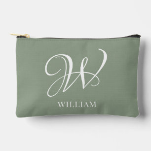 Initial Personalisierte Elegant Sage Green Monogra Zubehörtasche