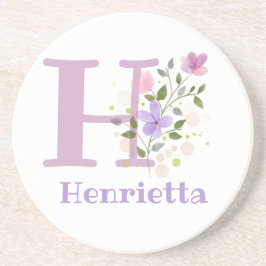 Initial Plus Name & Blume Design Getränkeuntersetzer