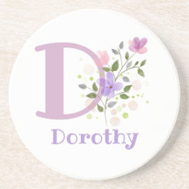 Initial Plus Name & Blume Design Getränkeuntersetzer