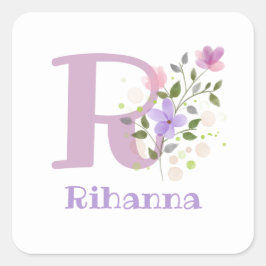 Initial Plus Name & Blume Design Square Sticker