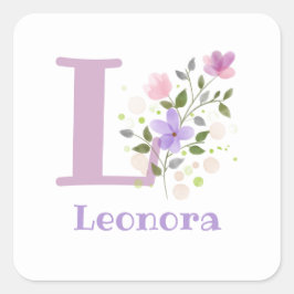 Initial Plus Name & Blume Design Square Sticker