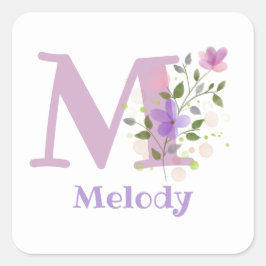 Initial Plus Name & Blume Design Square Sticker