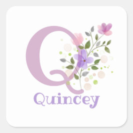 Initial Plus Name Quincey & Blume Design Quadratischer Aufkleber