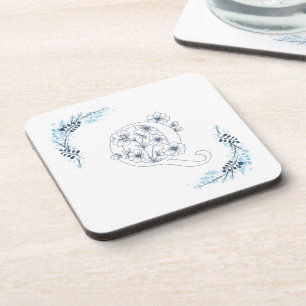 Initial "Q" Blue Monogram Calm Floral Getränkeuntersetzer