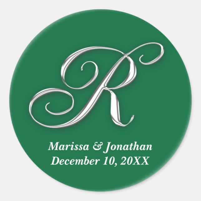 Initial R grüner monogramm individuelle Name favor Runder Aufkleber (Vorderseite)