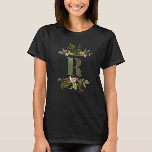 Initial R Hübsches botanisches Monogramm für die F T-Shirt (Vorderseite)