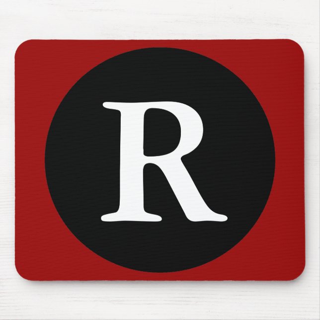 Initial R / Letter R Red Black & White Mousepad (Vorne)