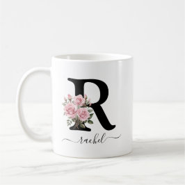 Initial R Monogramm Floral Blume Rosa Rosen Tasse