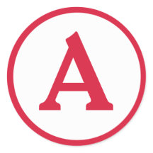 Initial Red Circle Aufkleber für Monogramm