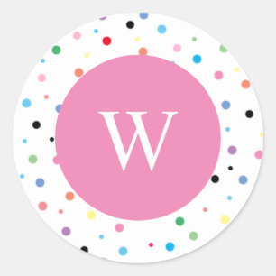 Initial rosa Rundkleber für die Spotty Monogram Runder Aufkleber