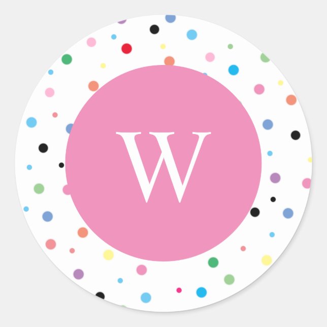 Initial rosa Rundkleber für die Spotty Monogram Runder Aufkleber (Vorderseite)