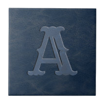 Initial Rustic Blue Leather Texture Monogram