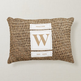 Initial Rustic Burlap Monogram Dekokissen