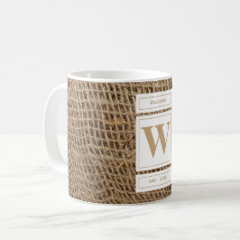 Initial Rustic Burlap Monogram Kaffeetasse