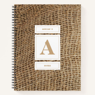 Initial Rustic Burlap Monogram Notizbuch