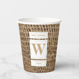 Initial Rustic Burlap Monogram Pappbecher