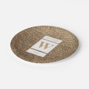 Initial Rustic Burlap Monogram Pappteller