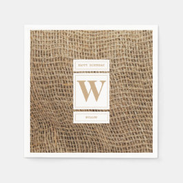 Initial Rustic Burlap Monogram Serviette