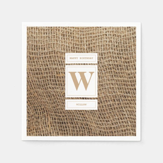 Initial Rustic Burlap Monogram Serviette (Vorderseite)