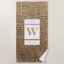 Initial Rustic Burlap Monogram Strandtuch
