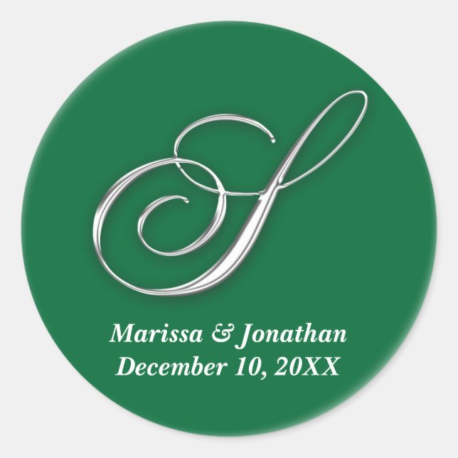 Initial S grüner monogramm individuelle Name bevor Runder Aufkleber (Vorderseite)