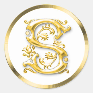 Initial S Round Aufkleber in Gold