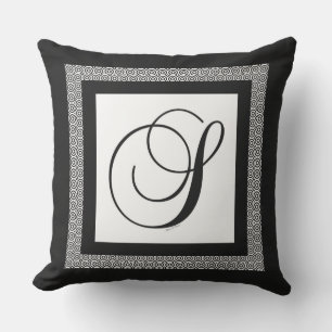 Initial S Schwarz-weiß Kissen