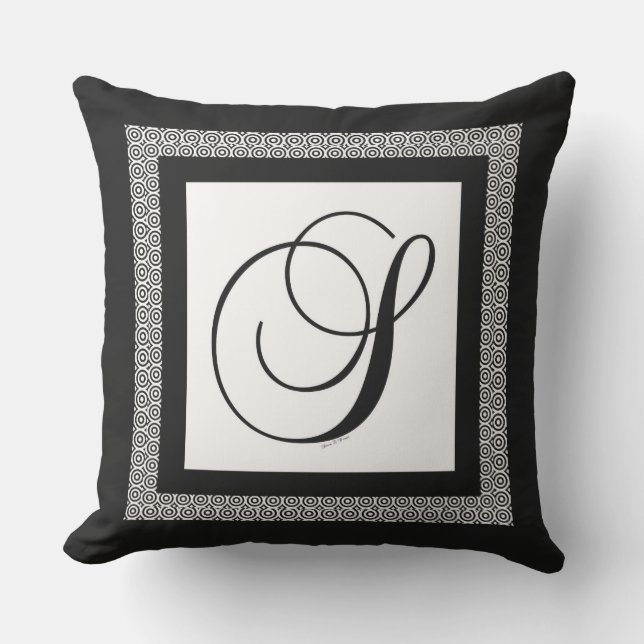 Initial S Schwarz-weiß Kissen