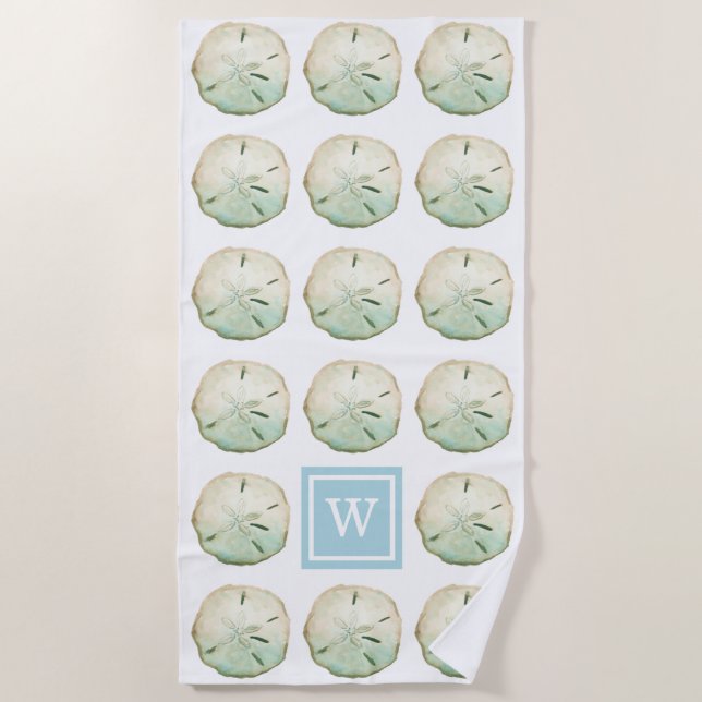 Initial Sand Dollar Beach Custom Monogram Strandtuch (Vorderseite)