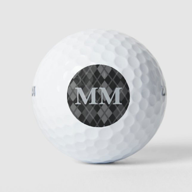 Initial Schwarz-Grau-Monogramm Golfball (Vorderseite)