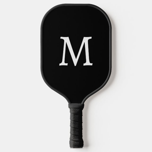 Initial Schwarz-Weiß-Monogramm Pickleball Schläger (Vorderseite)