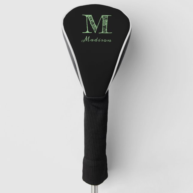 Initial Schwarz-weißer Name des Monogramms Golf Headcover (Vorderseite)