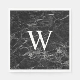 Initial Square Custom Paper Napkins aus schwarzem  Serviette