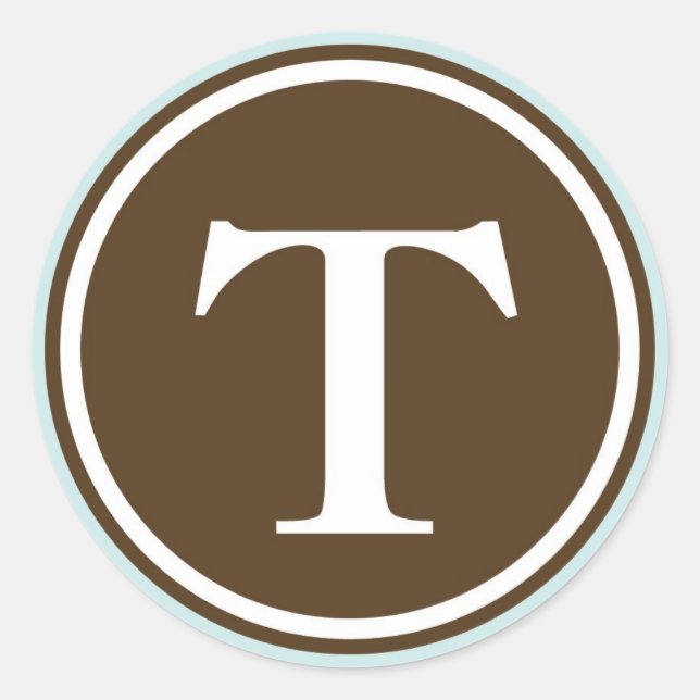 Initial T-Monogramm-Siegel-Gastgeschenk Runder Aufkleber (Vorderseite)