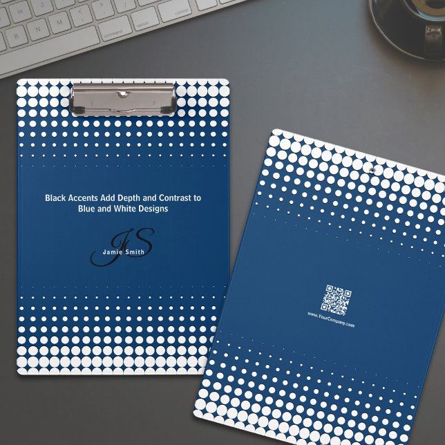 Initial Tagline Half Tone Blue White Personal Klemmbrett (Initial Tagline Half Tone Blue White Personal Clipboard)