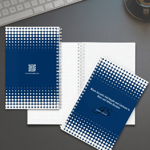 Initial Tagline Half Tone Blue White Personal Notizbuch