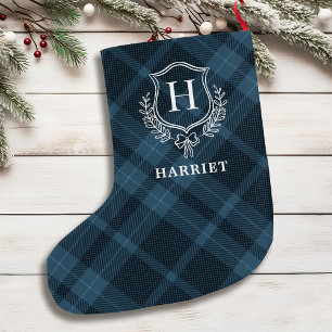 Initial-Tartan-Monogramm Kariert Großer Weihnachtsstrumpf