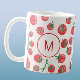 Initial Tomato Watercolor Mediterrane Monogramm Kaffeetasse