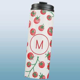 Initial Tomato Watercolor Mediterrane Monogramm Thermosbecher