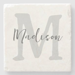 Initial und Name der Minimalistischen Monogramm Steinuntersetzer